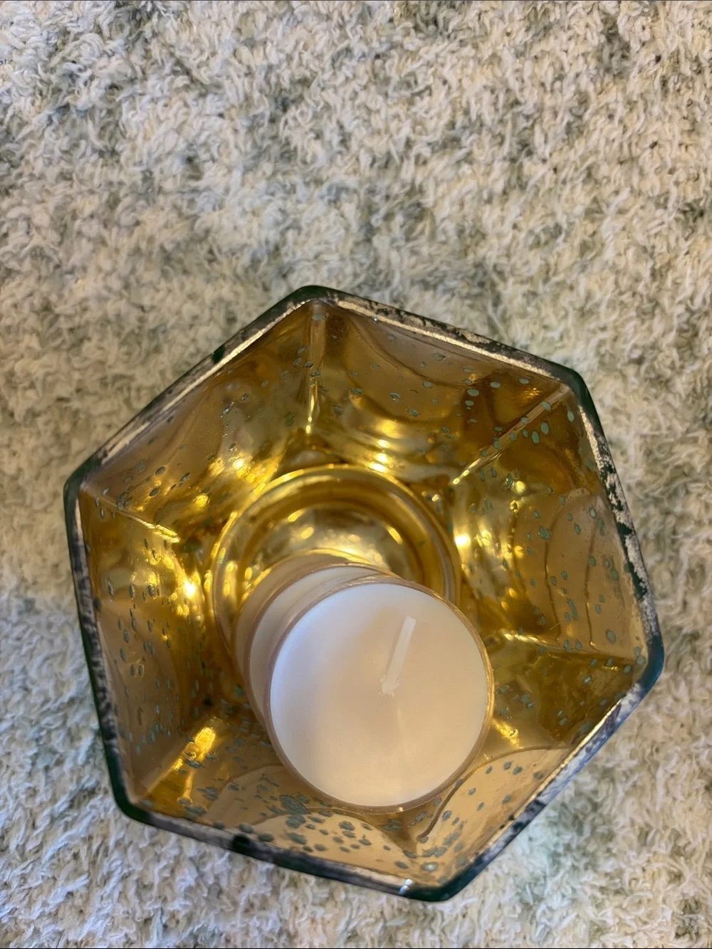 Sage Green Mercury Glass Votive Candle Holder by Koyal NWT Pier One 3x3.5”